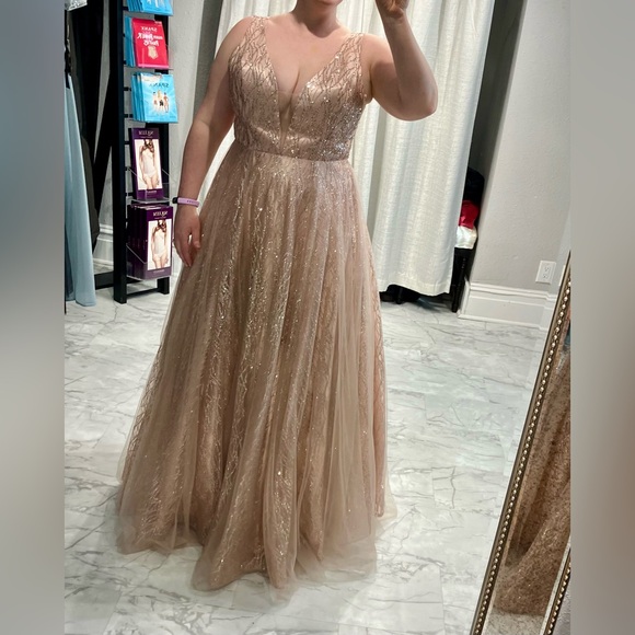 NWT Rose Gold A-Line Wedding or Prom Dress Size 14 -  threedaughtersproperties.com